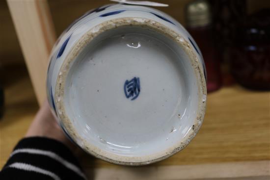 A Chinese late Ming blue and white vase